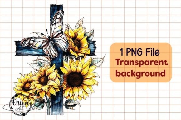 Christian Cross Sunflower PNG & Illustrations
