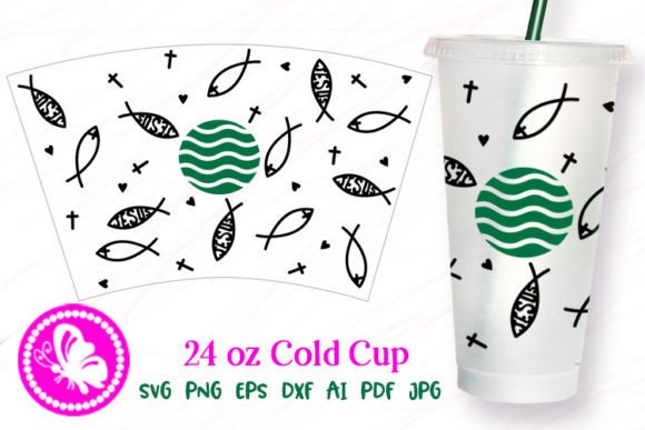Fish Jesus 24OZ Cold Cup Hole Tumbler & Graphic Templates