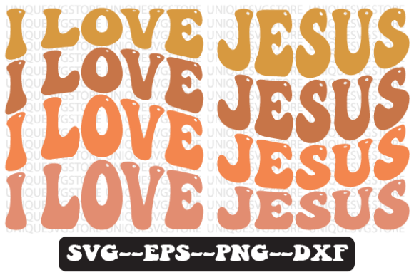 I Love Jesus Wavy Retro Svg Design for Crafts