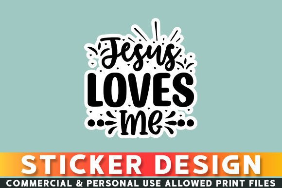 Jesus Loves Me Sticker Design for Crafts