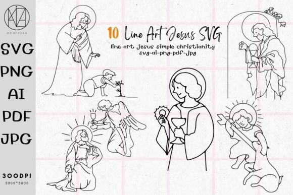 Line Art Jesus, Simple Christianity SVG